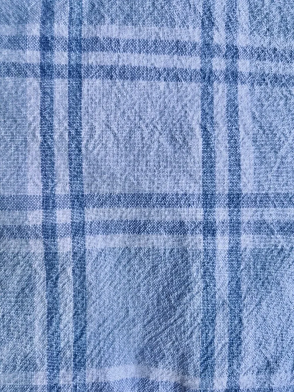 Tablecloth Blue White Plaid Cotton 79.5
